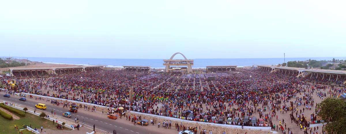 A vast crowd filling Independence Square in Accra for a Good Friday service.