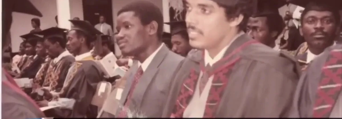 Dag Heward-Mills in a graduation gown among fellow graduating doctors